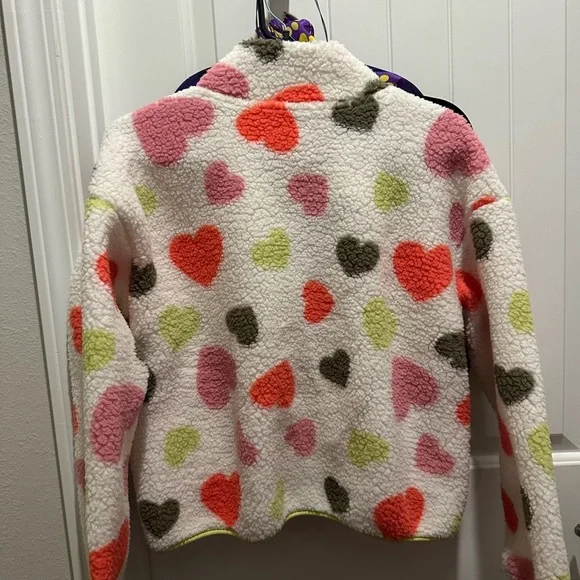 Old Navy Kids Heart Pattern Fleece Jacket - Pink, Red, Green, Brown - Picture 4 of 4